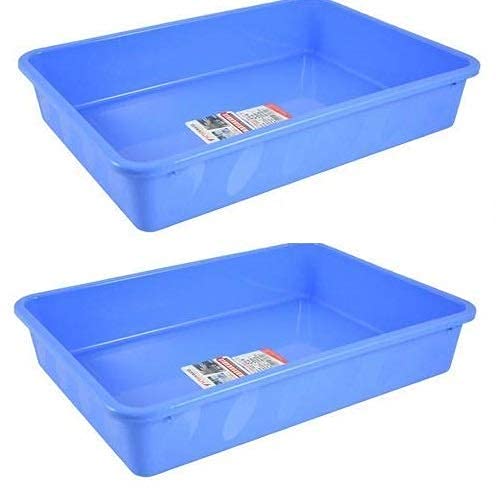 LIPSA ENTERPRISE LIPSA ENTERPRISE Unbreakable Multipurpose Plastic Tray Big/Large Size, Multipurpose Organizer Rectangle Shape Tray, Water Tray, Plastic tubs for Kitchen Utensils (20x25x5 cm, 2)  - Image 1