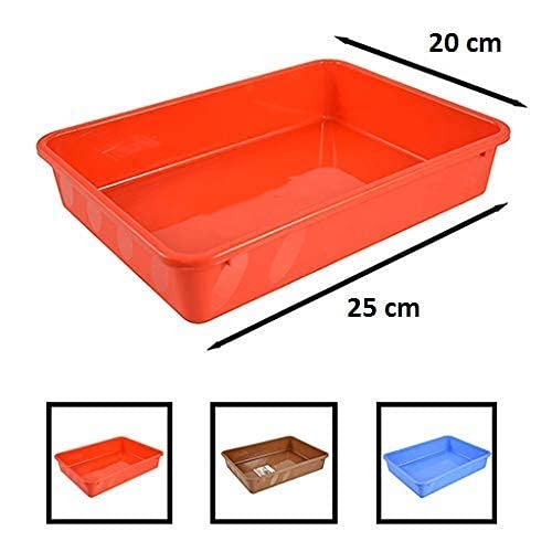 LIPSA ENTERPRISE LIPSA ENTERPRISE Unbreakable Multipurpose Plastic Tray Big/Large Size, Multipurpose Organizer Rectangle Shape Tray, Water Tray, Plastic tubs for Kitchen Utensils (20x25x5 cm, 2)  - Image 2