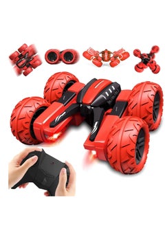 Y&D Red RC Cars with 2 Pcs Rechargeable BatteriesStunt car Remote Control Car Double Sided Swing Arm 360° Flips Rotating 4WD Outdoor Indoor Dance Toy Present Gift for Boys/Girls Ages 6+  - Image 1