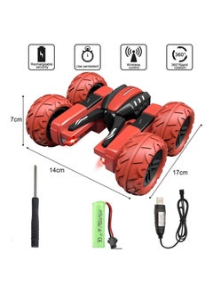 Y&D Red RC Cars with 2 Pcs Rechargeable BatteriesStunt car Remote Control Car Double Sided Swing Arm 360° Flips Rotating 4WD Outdoor Indoor Dance Toy Present Gift for Boys/Girls Ages 6+  - Image 2