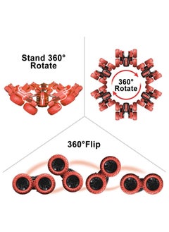 Y&D Red RC Cars with 2 Pcs Rechargeable BatteriesStunt car Remote Control Car Double Sided Swing Arm 360° Flips Rotating 4WD Outdoor Indoor Dance Toy Present Gift for Boys/Girls Ages 6+  - Image 3