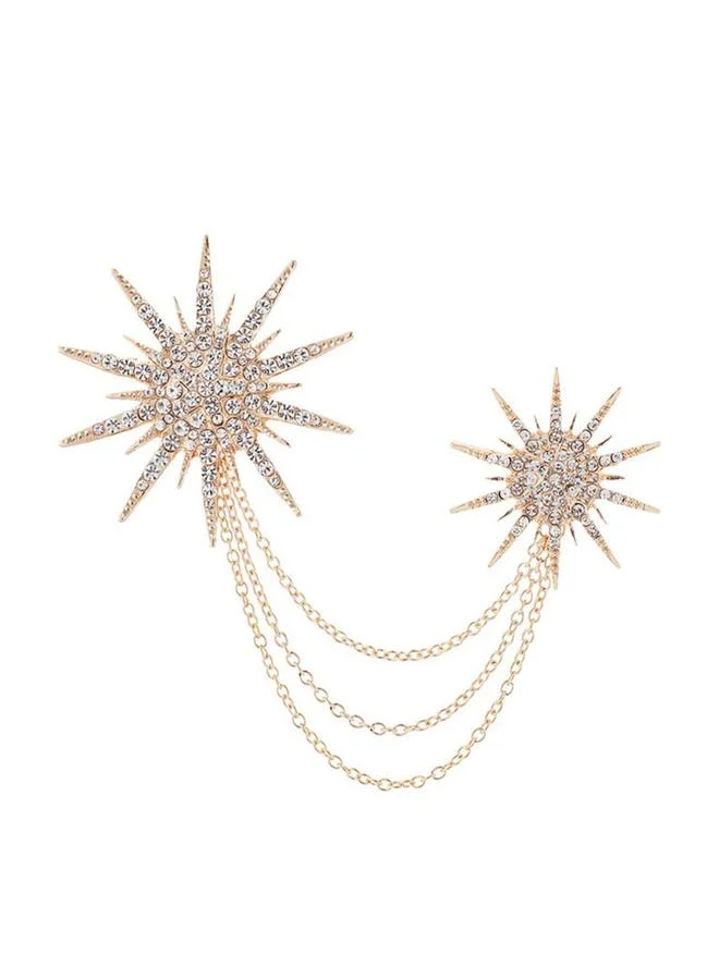 Take Two  Gold Starburst Brooch with Chains for Women | Best Price UAE