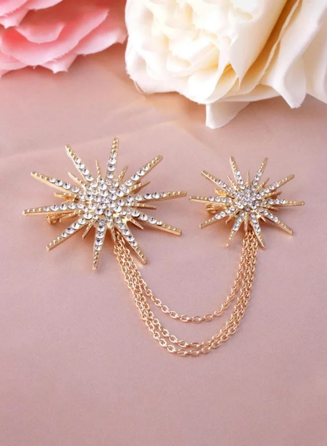 Take Two  Gold Starburst Brooch with Chains for Women | Best Price UAE