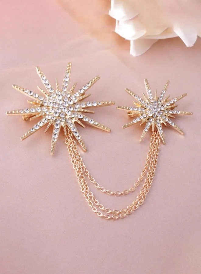 Take Two  Gold Starburst Brooch with Chains for Women | Best Price UAE