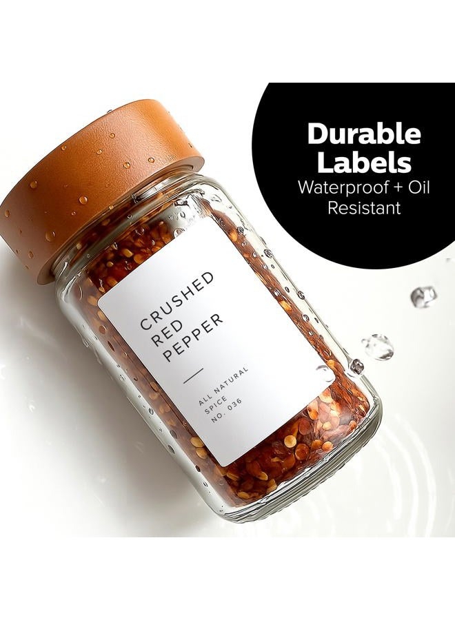 ThreeKin Collective 250 White Spice Labels by ThreeKin | Waterproof & Oil-Resistant Pre-Printed Stickers for Spice Jars | Durable, BPA-Free Seasoning Labels | Easy-Clean, No-Residue Design | Proudly Female & USA Owned - Image 4
