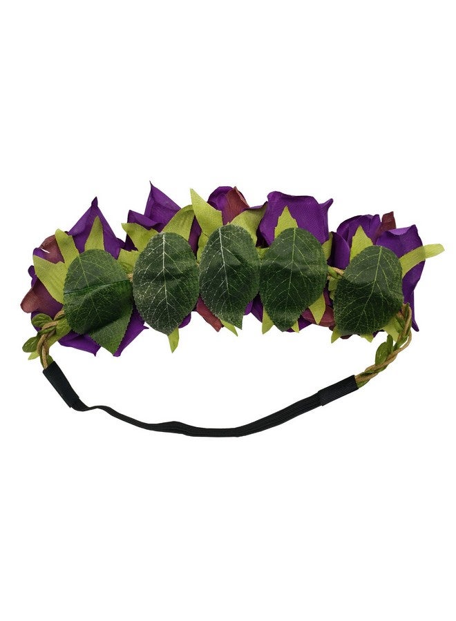 Sanrich Rose Flower Crown Fake Flower Crowns Headbands For Women Girl Rose Floral Head Piece Maternity Photoshoot Realistic Hair Crown Pet Headband Flower Wreath (Purple) - Image 2