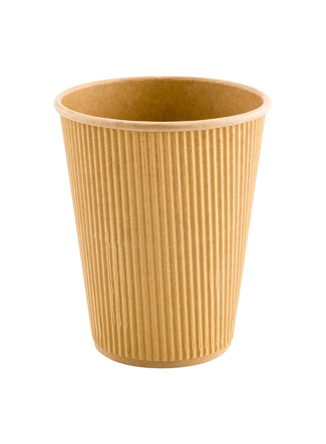 Restaurantware 12 Ounce Disposable Hot Beverage Cups, 500 Count, Ripple Wall Design, No Sleeves Needed, Insulated Kraft Paper Tumblers, Recyclable, Eco-Friendly, Ideal for Cafes and Takeout - Image 1