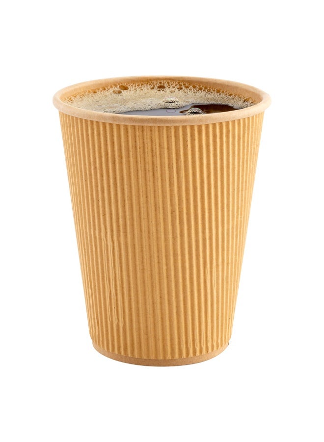Restaurantware 12 Ounce Disposable Hot Beverage Cups, 500 Count, Ripple Wall Design, No Sleeves Needed, Insulated Kraft Paper Tumblers, Recyclable, Eco-Friendly, Ideal for Cafes and Takeout - Image 2