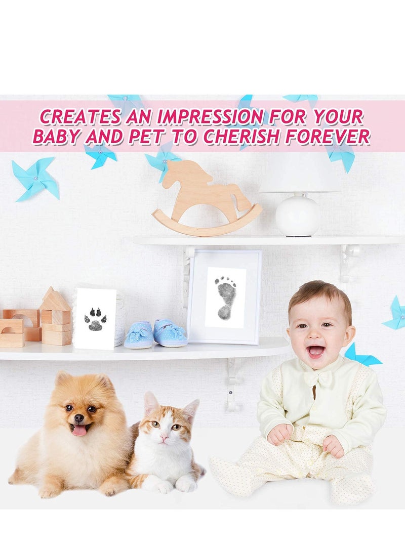 Newborn Baby Handprint, And Footprint Pet Paw Print Kit, Inkless Infant Hand, and Foot Stamp, Personalized Memento, Idea Newborn Imprint Ornament Kit Black