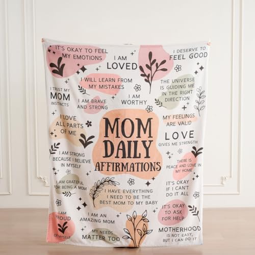 Lussena New Mom Gift Blanket 50x60 Inch – Soft Cozy Throw with Inspirational Words, Postpartum Gifts for New Mothers, Mother’s Day Birthday - Image 1
