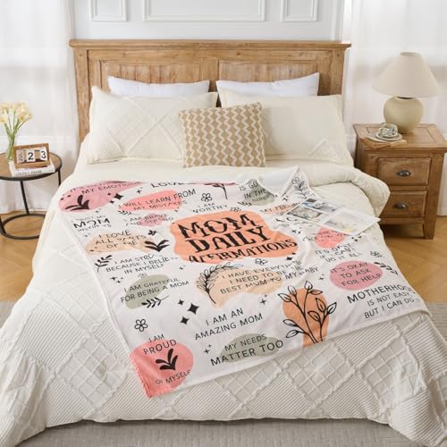 Lussena New Mom Gift Blanket 50x60 Inch – Soft Cozy Throw with Inspirational Words, Postpartum Gifts for New Mothers, Mother’s Day Birthday - Image 2