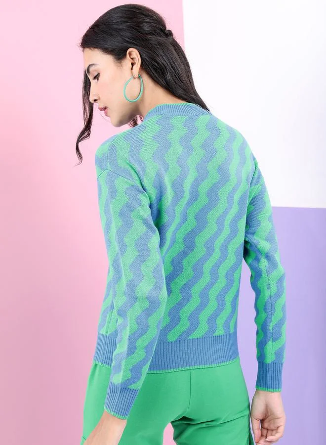 Tokyo Talkies Tokyo Talkies Regular Fit Striped Design Sweater