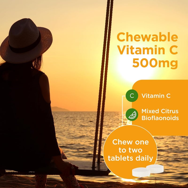 Healthspan Vitamin C 500mg 160 Chewable Tablets Supports Immune Nervous Systems Boosts Energy Levels Psychological Function Added Natural Citrus Bioflavonoids Free of Aspartame Vegan - Image 4
