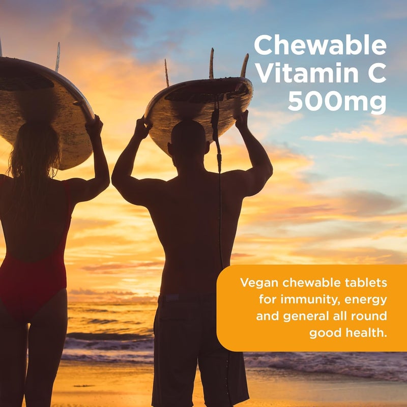 Healthspan Vitamin C 500mg 160 Chewable Tablets Supports Immune Nervous Systems Boosts Energy Levels Psychological Function Added Natural Citrus Bioflavonoids Free of Aspartame Vegan - Image 3