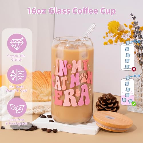 Giftissimo Cat Lover Gifts for Women, Cat Mom Gifts, Cat‘s Themed Gift for Christmas Mother's Day Birthdays, Gift for Cats Lovers for Crazy Cats Lady Mom Daughters with Canvas Bag Glass Cup Scented Candle Socks - Image 3