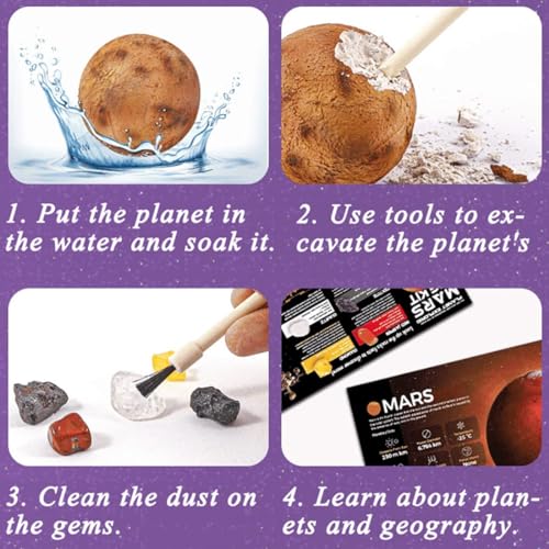 Oligitdi Rocks and Minerals Education Set Archaeological Toys Excavation Toys Archaeological DIY Assembly Model for Children (Mars) - Image 3
