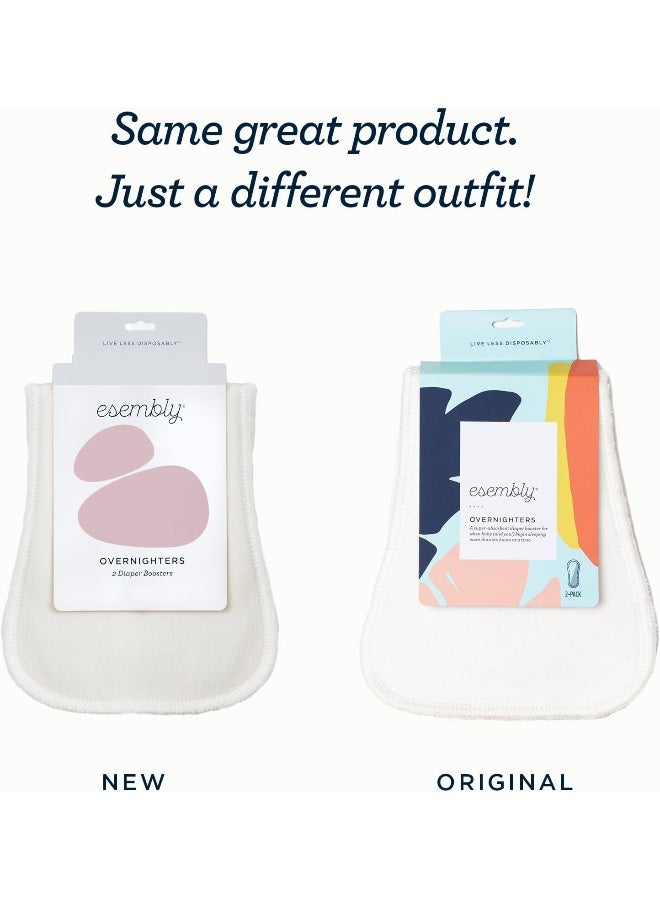 Esembly Overnighters, Cloth Nappy Doubler, Absorbency Booster, Reusable Organic Cotton Stay-Dry Liner for Nighttime or Heavy Wetters, Super Thirsty Insert, One Size, Pack of 2 - Image 2