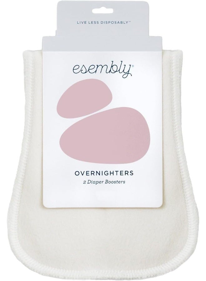 Esembly Overnighters, Cloth Nappy Doubler, Absorbency Booster, Reusable Organic Cotton Stay-Dry Liner for Nighttime or Heavy Wetters, Super Thirsty Insert, One Size, Pack of 2 - Image 1
