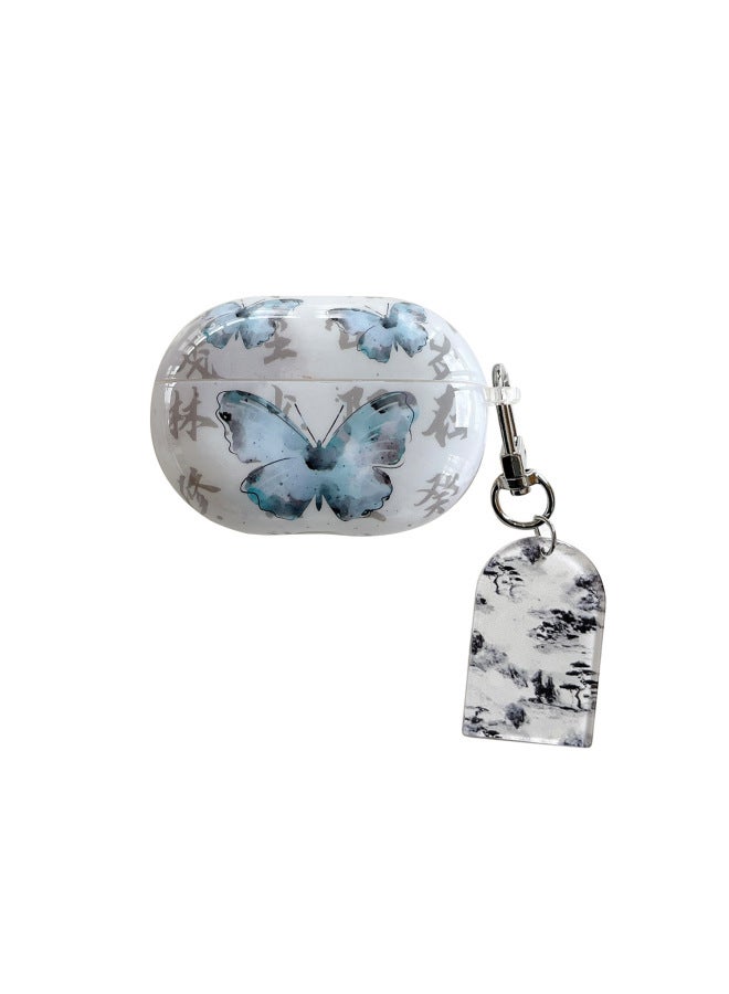 Suitable For HuaweiFreebuds5 Bluetooth HeadSEt Protective Cover Se2/4/5i/pro2 Cartoon Soft Shell Cute And Creative-Color:IMD Soft Shell-ink Butterfly (with Pendant)-Model:For HuaweiFreebuds 5i Headphone Case - Image 1