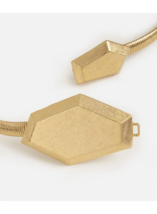 Metal Belt With Geometric Buckle