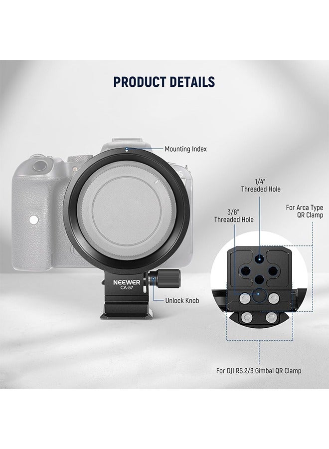 Neewer Neewer Rotatable Collar Mount Plate for Canon EOS R5 R5C R6 Mark II, Fast Horizontal to Vertical Camera Tripod Lens Mount Ring Compatible with DJI RS 3/2 & Arca Quick Release System, CA-57  - Image 4