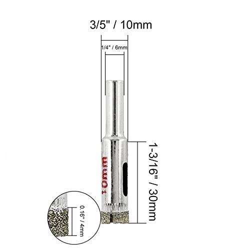 Jamiikury 3/8" / 10mm Diamond Drill Bit, Diamond Hole Saw, Glass Drill Bit, Tile Hole Saw Suitable for Ceramic Glass Tile Porcelain Marble (Pack of 15) - Image 4
