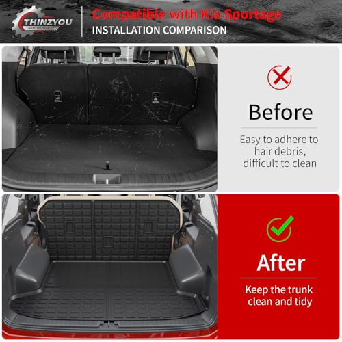 Thinzyou Cargo Mat Compatible with 2023 2024 2025 2026 KIA Sportage Cargo Liner Trunk Liner TPE Back Seat Cover Protector 2025 Sportage Accessories Non-Plug-in Hybrid (Trunk Mat+Backrest Mats) - Image 3