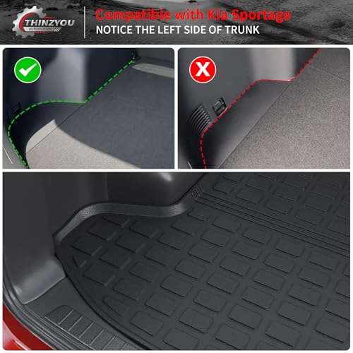 Thinzyou Cargo Mat Compatible with 2023 2024 2025 2026 KIA Sportage Cargo Liner Trunk Liner TPE Back Seat Cover Protector 2025 Sportage Accessories Non-Plug-in Hybrid (Trunk Mat+Backrest Mats) - Image 2