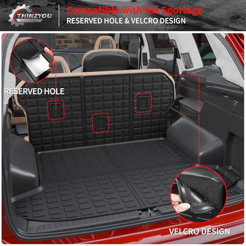 Thinzyou Cargo Mat Compatible with 2023 2024 2025 2026 KIA Sportage Cargo Liner Trunk Liner TPE Back Seat Cover Protector 2025 Sportage Accessories Non-Plug-in Hybrid (Trunk Mat+Backrest Mats) - Image 4