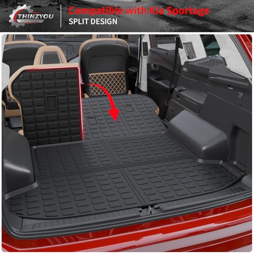 Thinzyou Cargo Mat Compatible with 2023 2024 2025 2026 KIA Sportage Cargo Liner Trunk Liner TPE Back Seat Cover Protector 2025 Sportage Accessories Non-Plug-in Hybrid (Trunk Mat+Backrest Mats) - Image 5