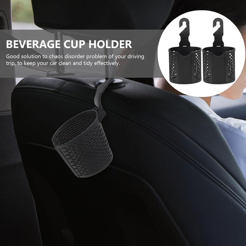 Car Hanging Water Cup Holder 2pcs Set Vehicle-Mounted Car Seat Water Bottle Organizer for Back Seat Drinks Black Sturdy Plastic Multifunctional Cup Holder - Image 4