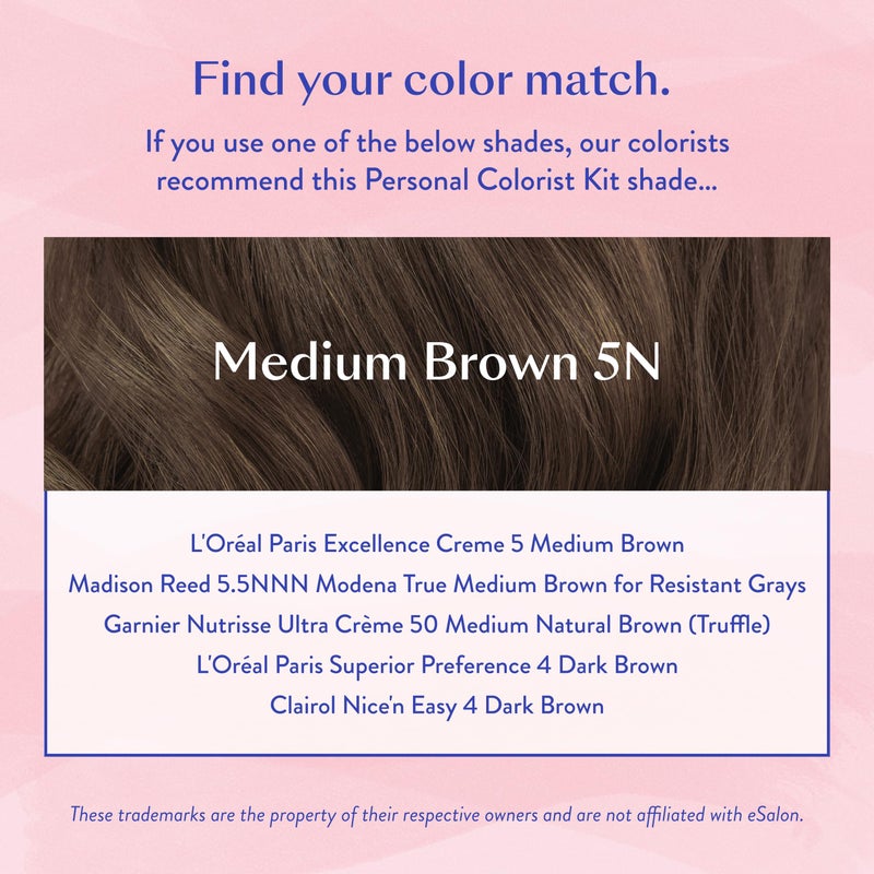 eSalon Permanent Hair Color & Dye Kit - Medium Brown - Personal Colorist for Up To 100% Gray Coverage, All Hair Types - Professional-Grade Ammonia-Free Hair Dye - Image 5