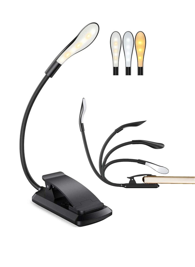SYOSI Reading Light, Eye-Care Book Light 360° Flexible Clip on Book Light, 3 Level Brightness USB Rechargeable, Touch Switch, Eye Care Mini Night Light for Reading in Desk, Bed, Travel (1 unit) - Image 1
