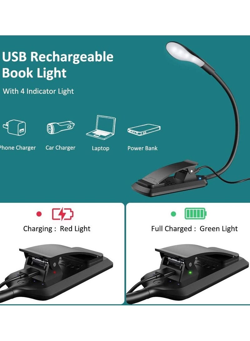 SYOSI Reading Light, Eye-Care Book Light 360° Flexible Clip on Book Light, 3 Level Brightness USB Rechargeable, Touch Switch, Eye Care Mini Night Light for Reading in Desk, Bed, Travel (1 unit) - Image 4