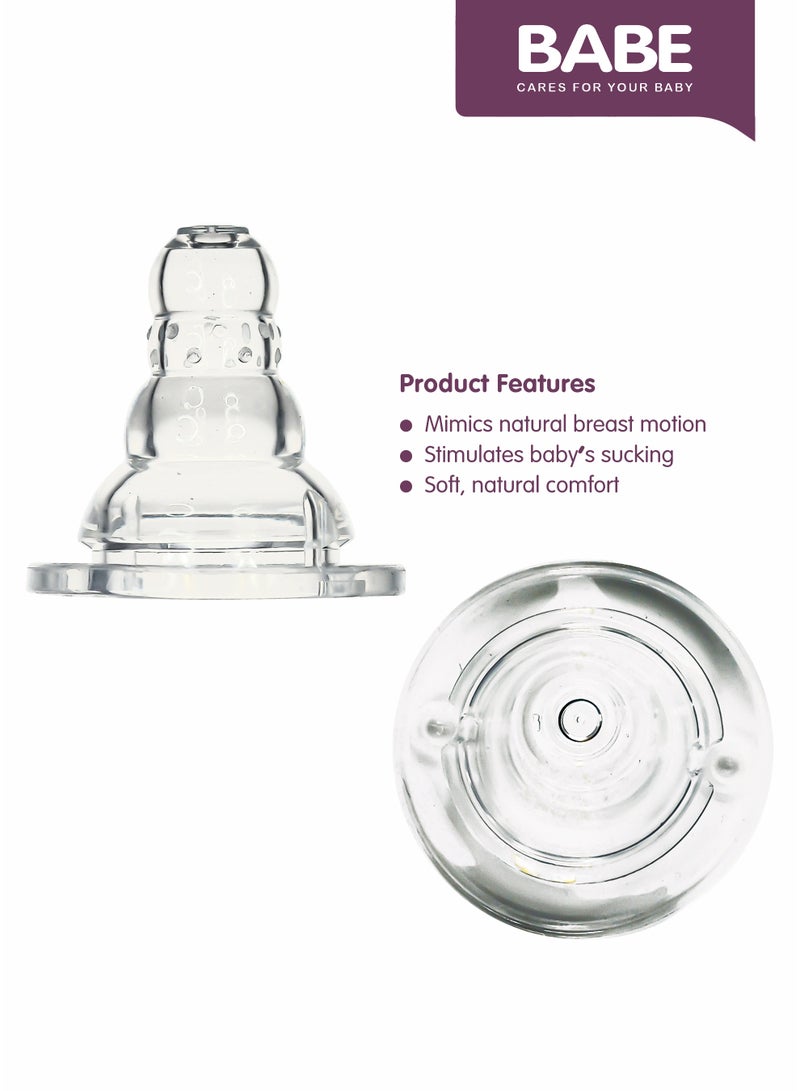 بابي حلمة رضاعة سيليكون من بيبي، تدفق سريع، 3 أشهر فأكثر، رقبة عادية، خالية من مادة BPA، عبوة من 3 قطع - Image 4