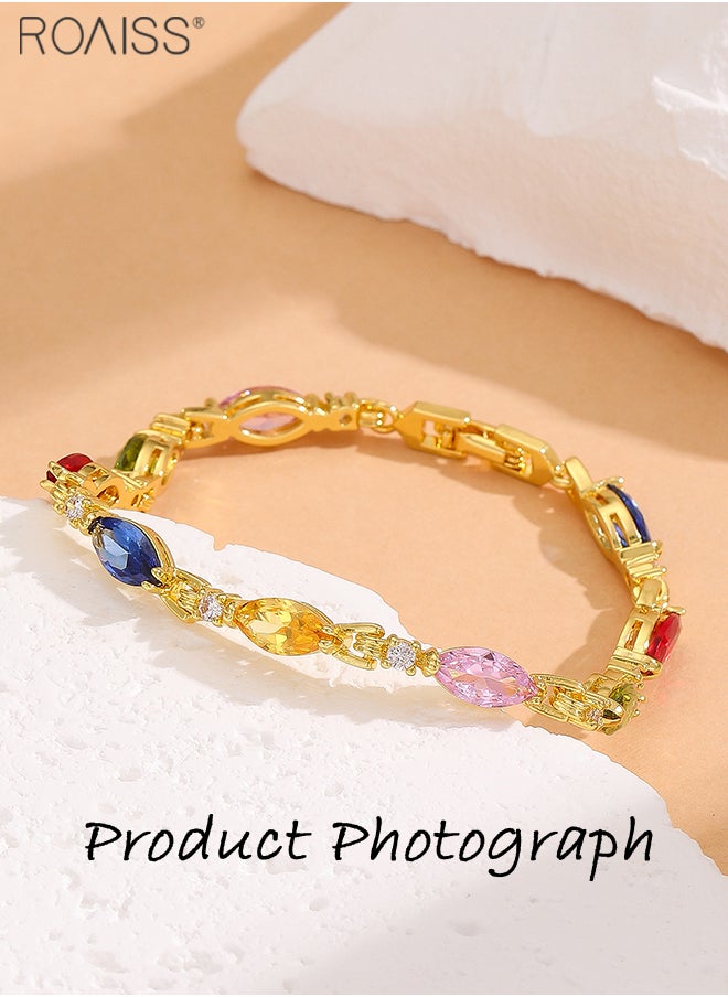 roaiss - Fashionable And Versatile K Gold Multi-Color Bracelet For Women'S Daily Matching Shiny Jewelry Bracelet - Image 1