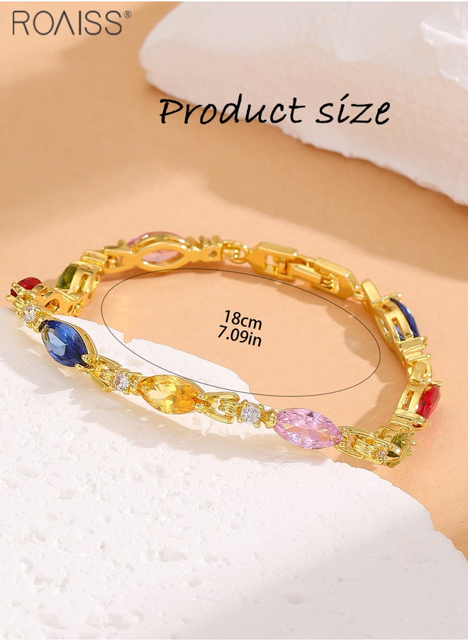 roaiss - Fashionable And Versatile K Gold Multi-Color Bracelet For Women'S Daily Matching Shiny Jewelry Bracelet - Image 1