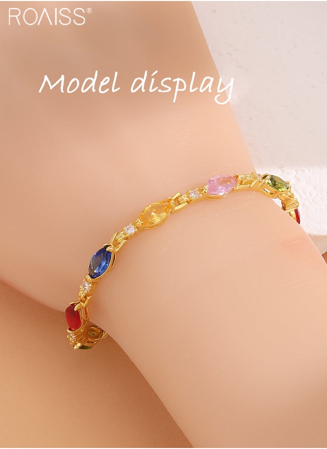roaiss - Fashionable And Versatile K Gold Multi-Color Bracelet For Women'S Daily Matching Shiny Jewelry Bracelet - Image 1