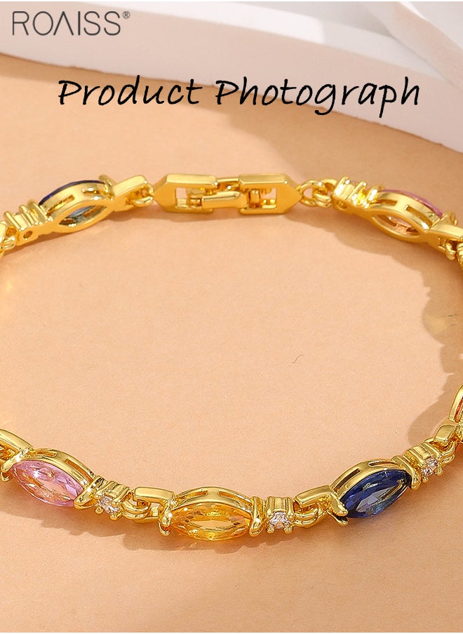 roaiss - Fashionable And Versatile K Gold Multi-Color Bracelet For Women'S Daily Matching Shiny Jewelry Bracelet - Image 1