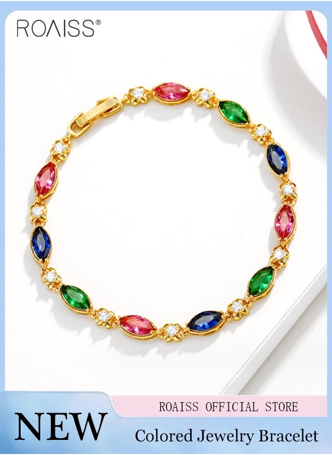 roaiss - Fashionable And Versatile K Gold Multi-Color Bracelet For Women'S Daily Matching Shiny Jewelry Bracelet - Image 1