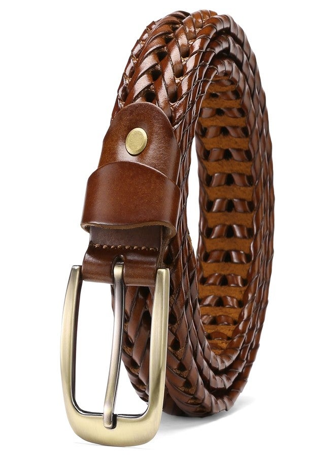 SENDEFN Leather Braided Belts for Men, 1 3/8" Casual Woven Leather Belt for Men Jeans Golf Dress Pants with Gift Box - Image 1