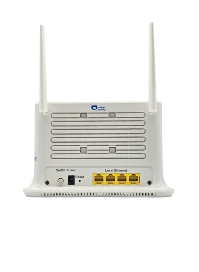 Mobily 4G LTE Wi‑Fi 2 External Antenna Router QDC - Download Speeds Up to 150 Mbps and Upload Speeds Up to 50 Mbps (LTE Cat4) - 4 LAN Ports - Dedicated WPS - Support Only Mobily Network White - Image 2