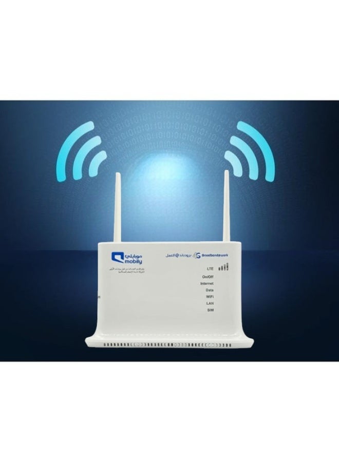 Mobily 4G LTE Wi‑Fi 2 External Antenna Router QDC - Download Speeds Up to 150 Mbps and Upload Speeds Up to 50 Mbps (LTE Cat4) - 4 LAN Ports - Dedicated WPS - Support Only Mobily Network White - Image 3