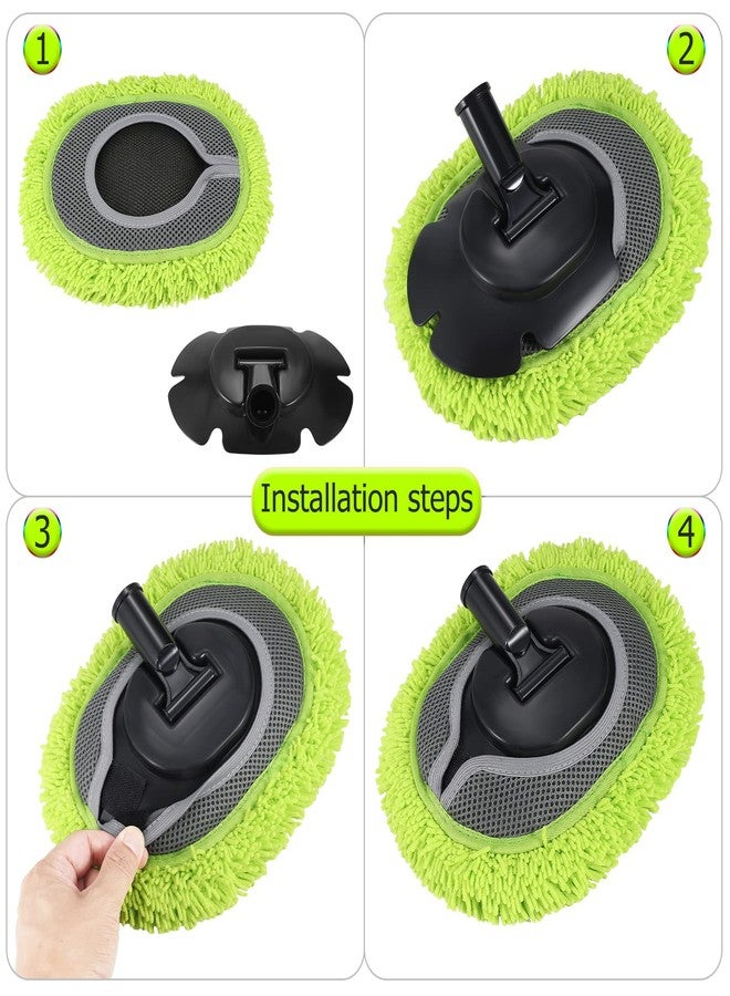 SLIIMU 2 Pack Chenille Microfiber Dust Mop Head Replacement Refill for 66'' Wall mop with Long Handle for Cleaning Walls, Ceilings, Floors, Windows - Green (66'' Mop Pole Not Included) - Image 4