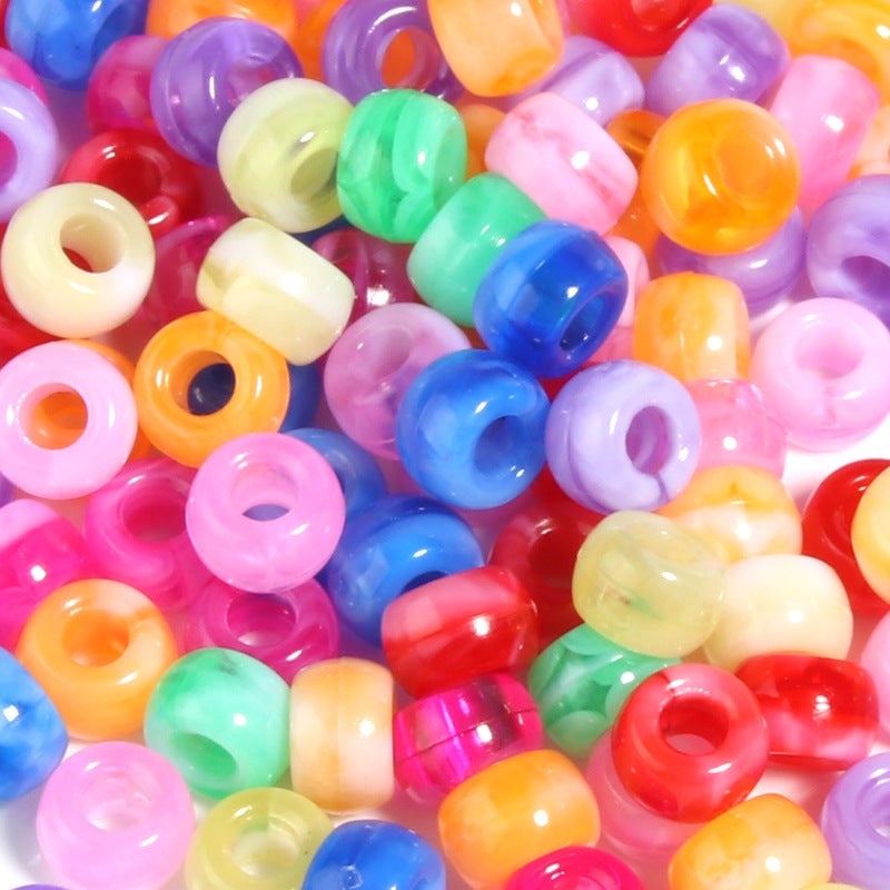 100Pcs Large Hole Beads, Colorful Onion Powder, Matte Barrel Pony Beads Jelly bicolor Jelly bicolor