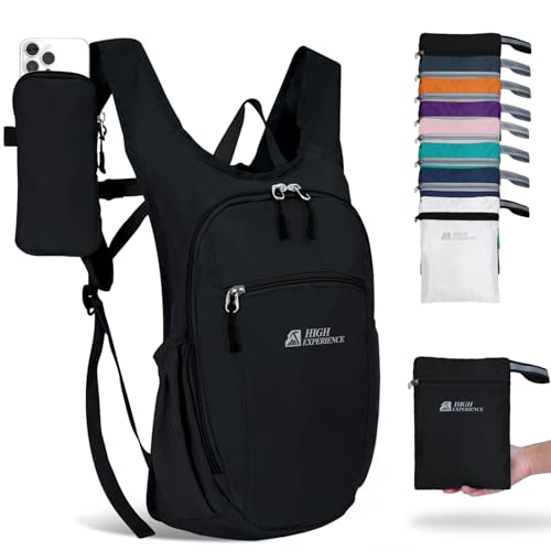 HIGH EXPERIENCE Hiking Backpack 10L15L Small Daypack Lightweight Packable Travel Foldable Water Resistan for Women Men Black 15L - Image 1