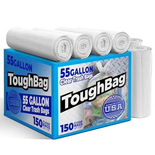 ToughBag 55 Gallon Clear Trash Bags 150 COUNT Large Clear Trash Bags 5560 Gallon Heavy Duty Can Liners Made in USA - Image 2