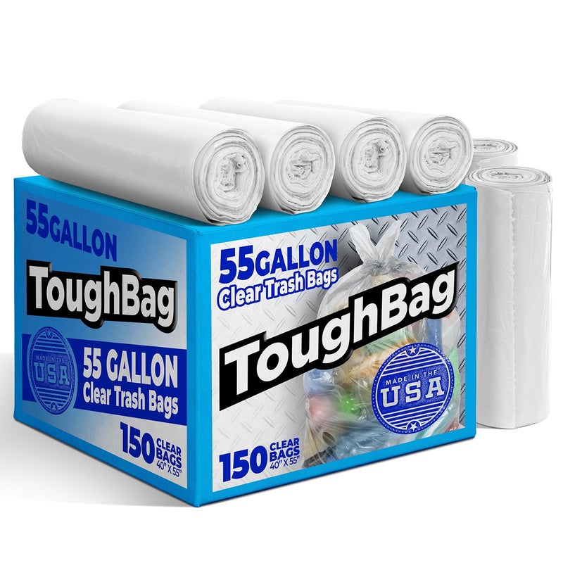 ToughBag 55 Gallon Clear Trash Bags 150 COUNT Large Clear Trash Bags 5560 Gallon Heavy Duty Can Liners Made in USA - Image 3