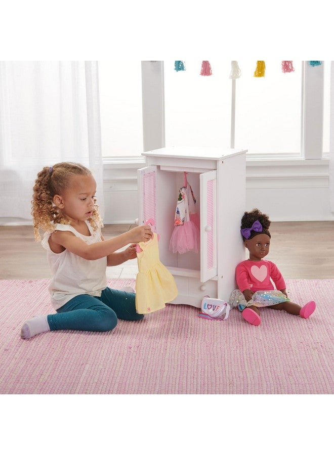 Badger Basket Toy Armoire With Hangers For Doll Clothes And Accessories For 22 Inch Dollswhitepink - Image 3
