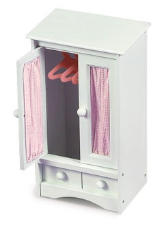Badger Basket Toy Armoire With Hangers For Doll Clothes And Accessories For 22 Inch Dollswhitepink  - Image 1